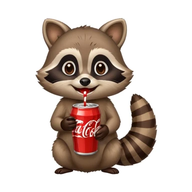 make an emoji of a raccoon drinking coke  sticker