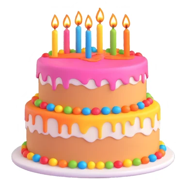 birthday cake with candles, festive, colorful sticker