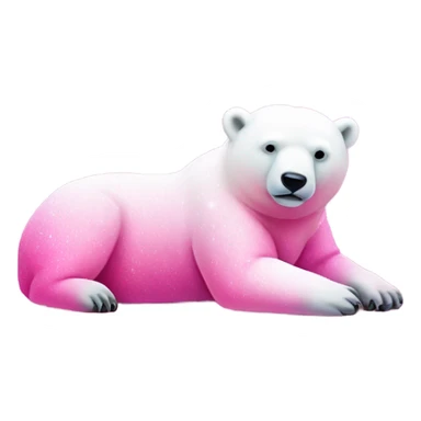Pink ombre full body  polar bear lying down with glitter sticker