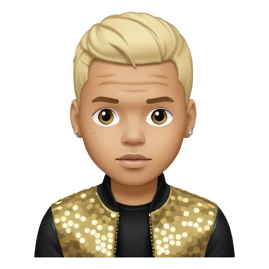 Chris Brown with blonde hair, black sequin outfit sticker