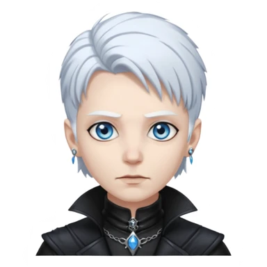 necromancer with black leather outfit white hair sticker