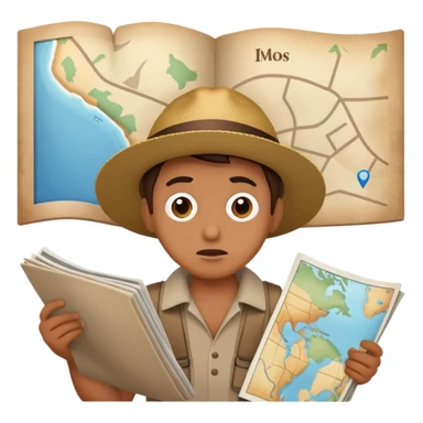 Traveler looking at map confused and lost sticker
