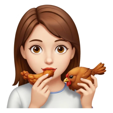 Brown hair girl eating chicken wing  sticker