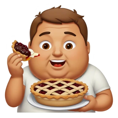 Fat man eating a pie  sticker