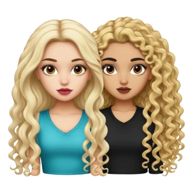 split dye leftside blonde rightside black long curly hair, pretty pale Latina bratz baddie sticker
