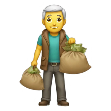 man with a bag of money sticker
