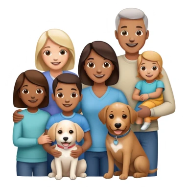 family with parents, children and a pet dog sticker