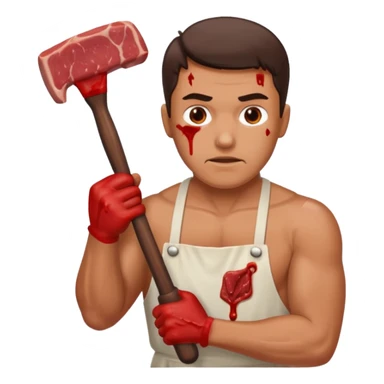 Guy beating meat with hammer sticker