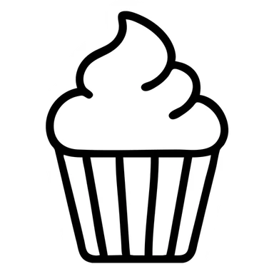 cupcake with pink icing outlined icon sticker