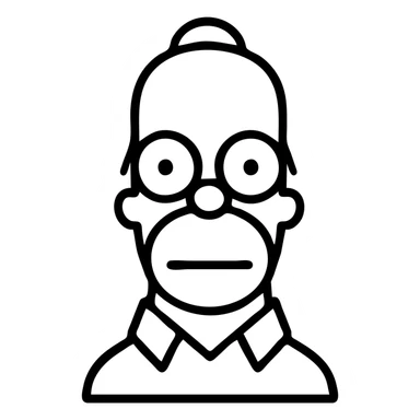 Homer Simpson simple outlined icon, minimal details, no fill, black lines, recognizable silhouette sticker