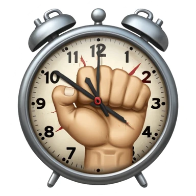a fist beating clock sticker