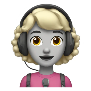 Uma mulher loira usando headset sticker