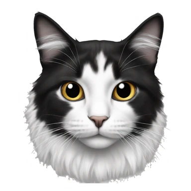 black and white cat long haired sticker