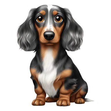 Tri merle long haired dachshund sticker