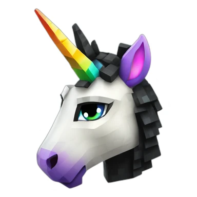 Minecraft Rainbow Black Unicorn Head With Diamond Horn sticker