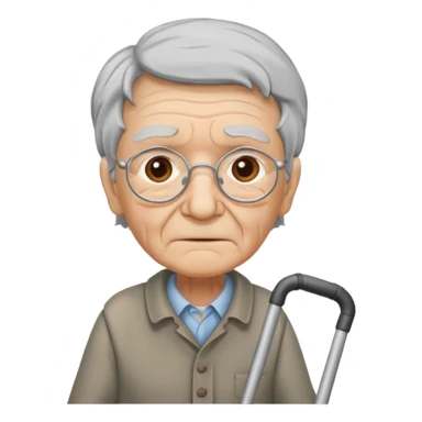 old person with crutch sticker