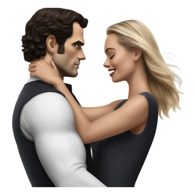 realistic photo of Henry Cavill close dancing with a beautiful female model  sticker