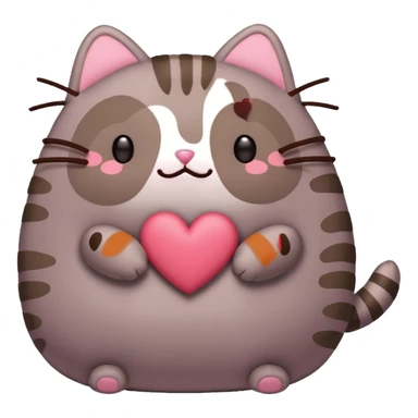red heart pusheen sticker