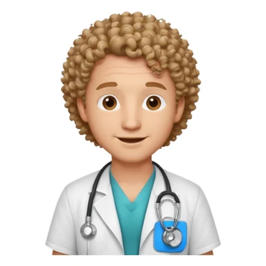 a male doctor with curly hair and cheerful face sticker