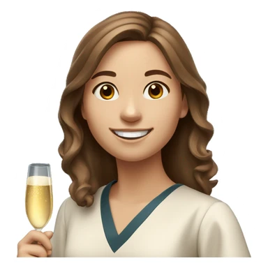 cheerful girl, university graduate, with brown hair, fair skin, champagne in her hands sticker