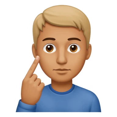 Man holding finger in front of nose sticker