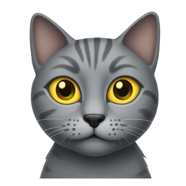 “Gray cat with yellow eyes, face.” sticker