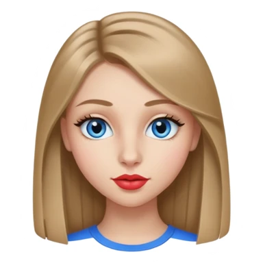 teenager girl with dark blonde hair long and straight with blue almond eyes and long lashes and french button nose and heart shaped lips sticker