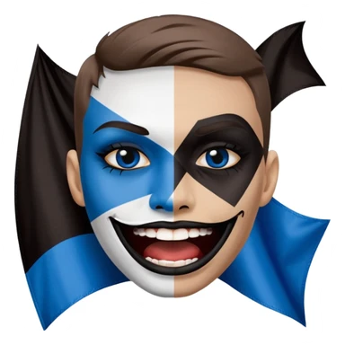 Blue white HSV Emoji bites black St. pauli flag with Rhombus  sticker