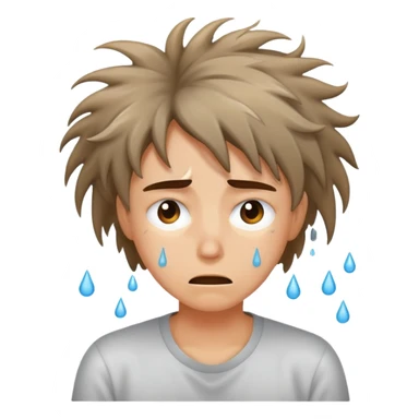 stressed person with messy hair and sweat drops sticker