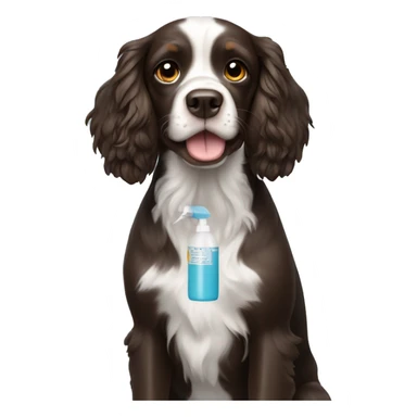 spaniel with spray in hands sticker