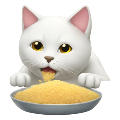 Un gato comiendo arroz sticker
