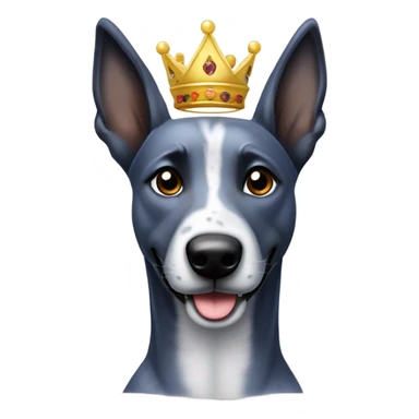 A smiling malinois dark blue merle color, without red and white color with a crown on his head sticker