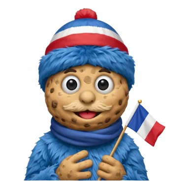 cookie monster with french flag sticker