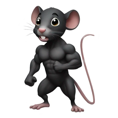 Black rat as bodybuilder sticker
