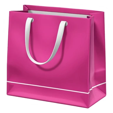 Fuchsia pink paper bag with white handles, repeating DRUNI  in light pink and a large vertical 'DRUNI' in bold white letters in the center, iOS emoji style, shiny and realistic. sticker