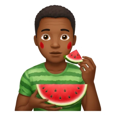 Black man with scars eating watermelon sticker