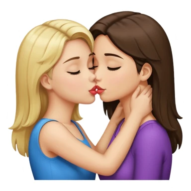 blond girl kissing brunette girls neck sticker
