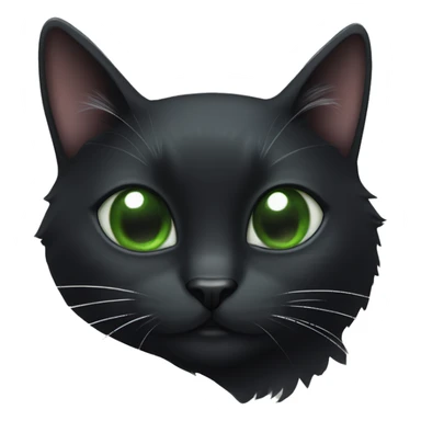 Black cat with green eyes and white mustache and white paws  sticker