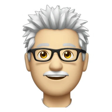 pale white guy wearing black glasses with spiky silver hair sticker