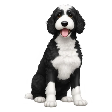 full body Bernadoodle black with white near mouth sticker
