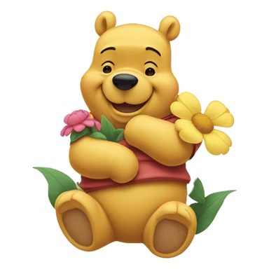 Winnie the Pooh with flowers sticker