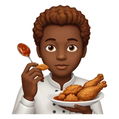 create an african person eating fried chicken sticker