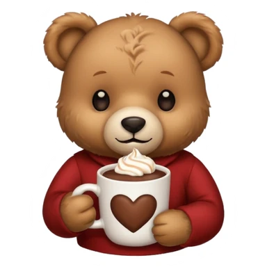 Teddy bear holding cup of hot chocolate  sticker