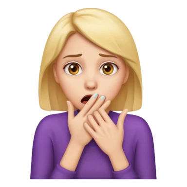 scared woman with her hand on mouth, emoji style, more details sticker