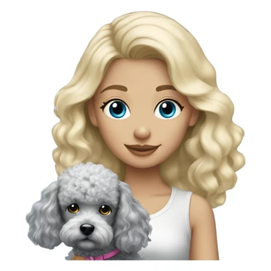 Blonde girl with blue Merle poodle  sticker