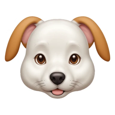 White dog with brown eyes and some long white body and white ears with brown spots curved on the sides sticker