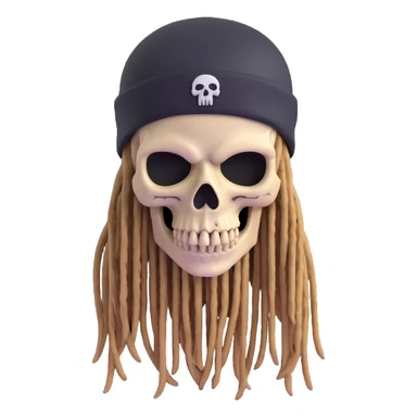 skull with dreadlocks wearing a ski mask sticker