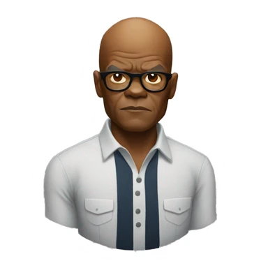 bald samuel l jackson serious wearing shirt sticker