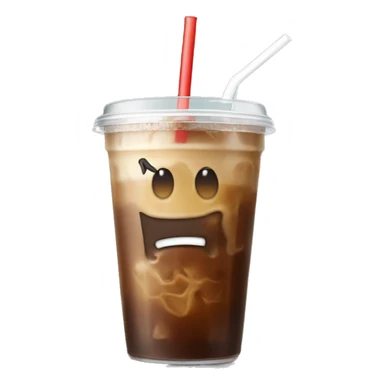 Iced coffee in clear cup with lid and straw sticker