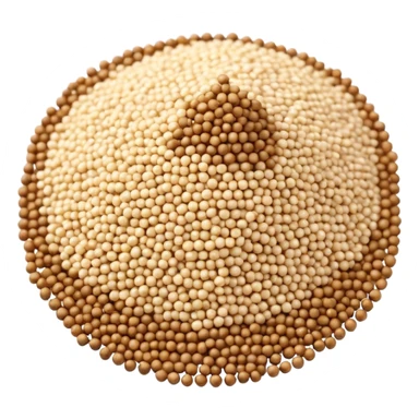 pile of dry quinoa grains, scattered, tiny round grains, ivory to pale yellow, some color variation, dry and smooth, semi-glossy, 3D clean style sticker